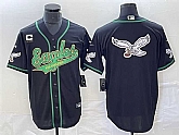 Men's Philadelphia Eagles Black Team Big Logo With C Patch Cool Base Stitched Baseball Jersey,baseball caps,new era cap wholesale,wholesale hats